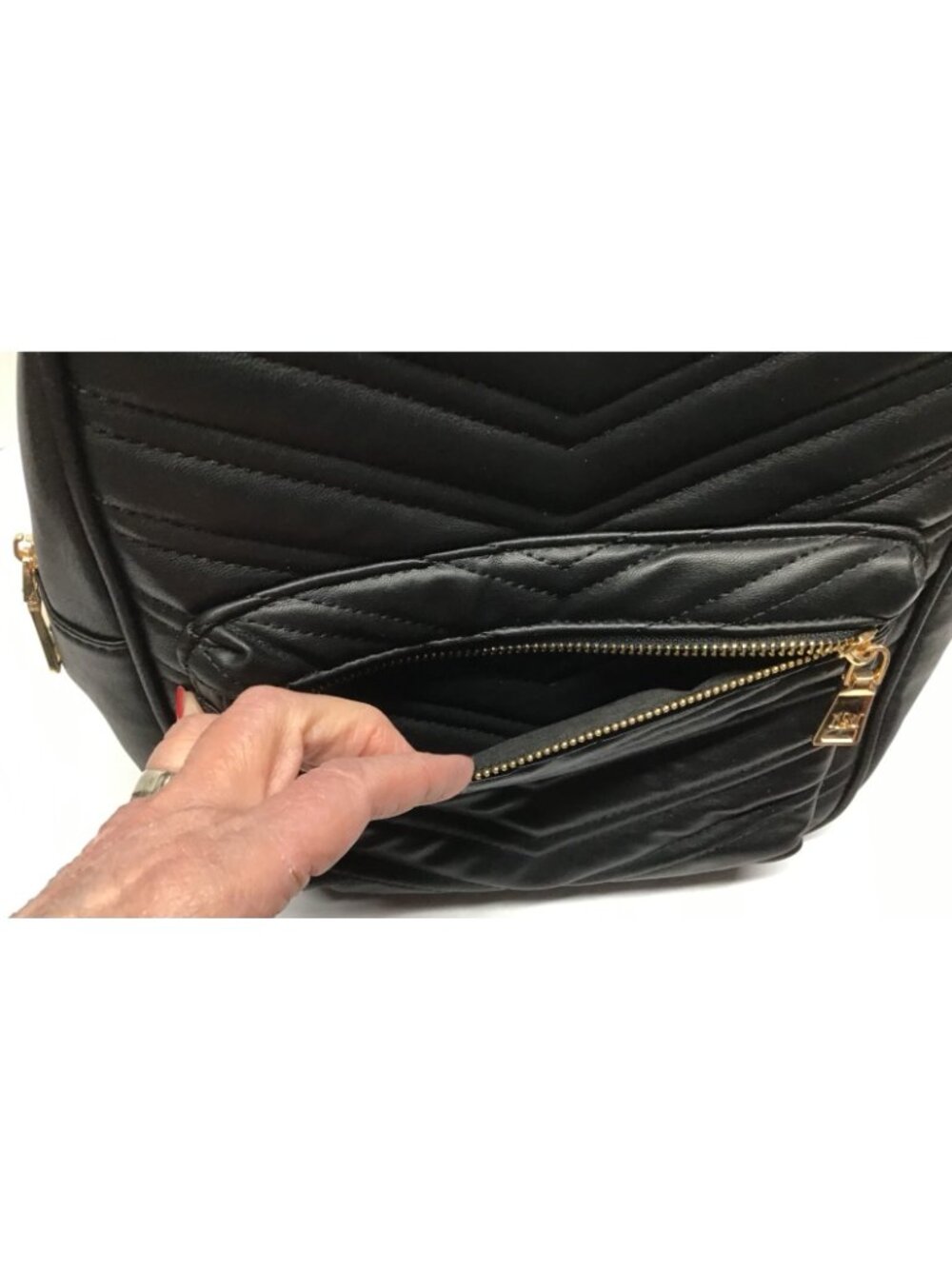 Badgley Mischka Quilted Black Backpack Purse - Picture 4 of 9